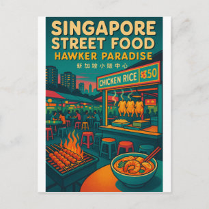 retro reis- of Singapore straatvoedsel Briefkaart
