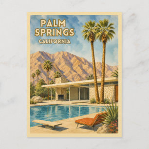 Retro Reis Palm Springs Californië Landschap Briefkaart