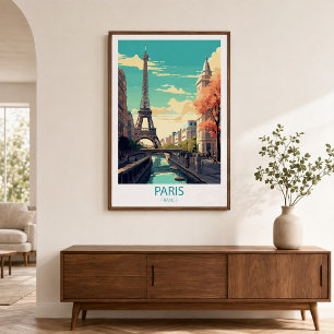 Retro Reis Parijs Frankrijk Bestemming Muur Kunst Poster