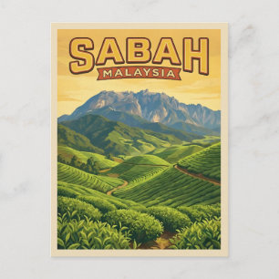 Retro Reis Sabah Borneo Maleisië Natuur Vintage Briefkaart