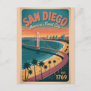 Retro reis San Diego Californië Briefkaart