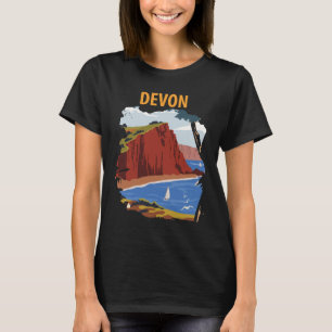 Retro Reis T-Shirt met Devon Engeland Kust