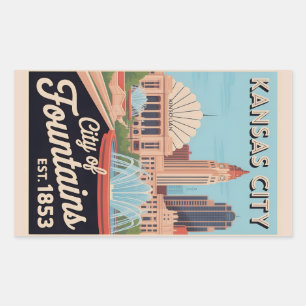 Retro reisillustratie van Kansas City Missouri Rechthoekige Sticker