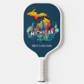 Retro reiskaart Michigan State Pickleball Paddle (Achterkant)
