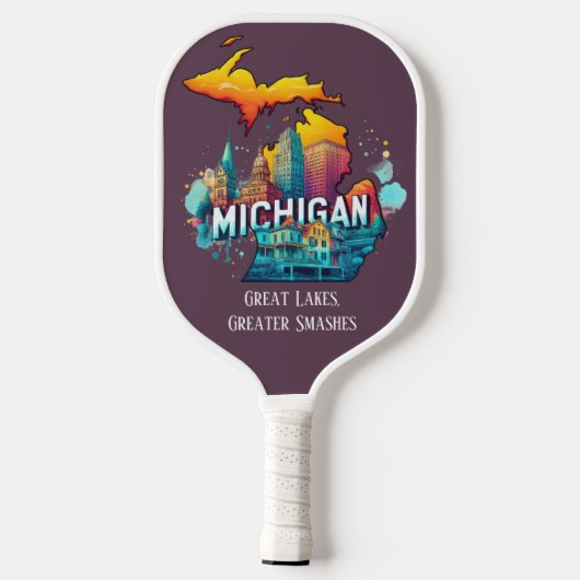 Retro reiskaart Michigan State Pickleball Paddle (Achterkant)