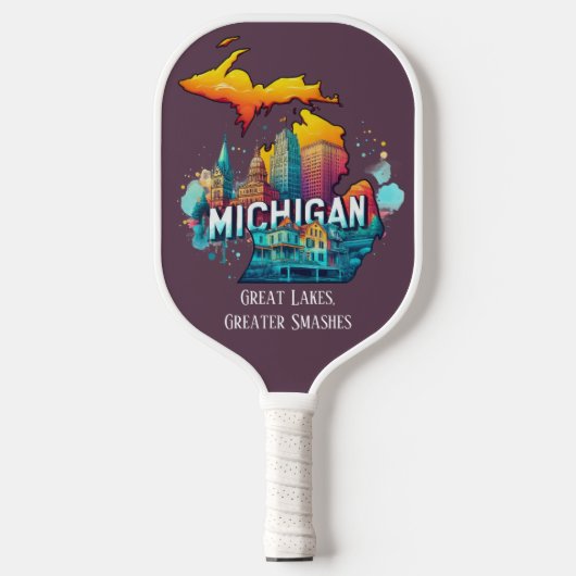 Retro reiskaart Michigan State Pickleball Paddle (Voorkant)