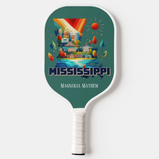 Retro reiskaart Mississippi State Pickleball Paddle (Achterkant)