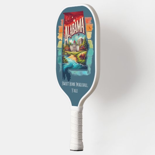 Retro-reiskaart van de staat Alabama Pickleball Paddle (Links)