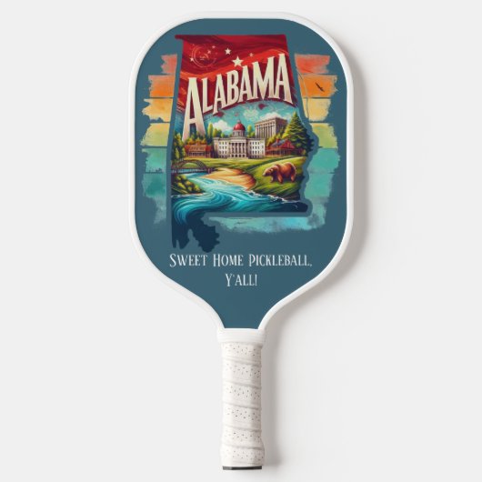 Retro-reiskaart van de staat Alabama Pickleball Paddle (Voorkant)