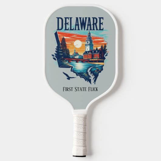 Retro-reiskaart van de staat Delaware Pickleball Paddle (Achterkant)
