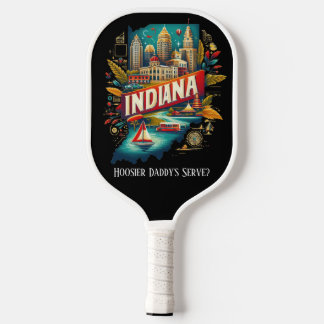 Retro-reiskaart van de staat Indiana Pickleball Paddle
