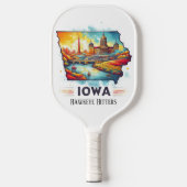 Retro-reiskaart van de staat Iowa Pickleball Paddle (Voorkant)