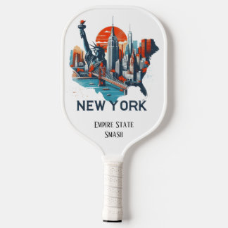 Retro Reiskaart van de staat New York Pickleball Paddle