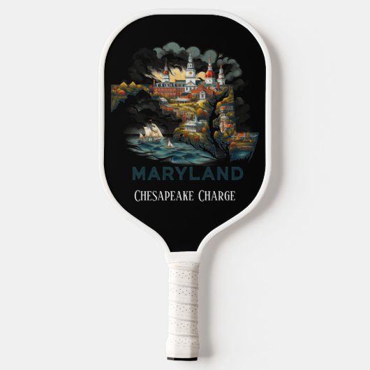 Retro Reiskaart van Maryland State Pickleball Paddle (Achterkant)