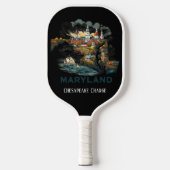 Retro Reiskaart van Maryland State Pickleball Paddle (Voorkant)