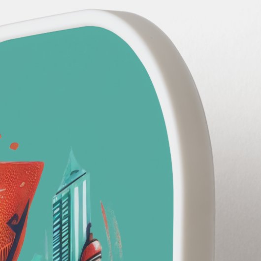 Retro Reiskaart van New Jersey State Pickleball Paddle (Links Detail)