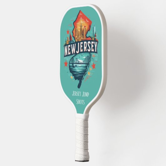 Retro Reiskaart van New Jersey State Pickleball Paddle (Links)