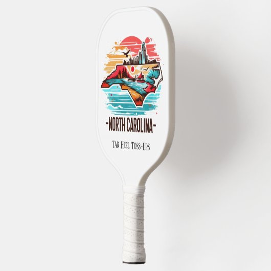 Retro Reiskaart van North Carolina State Pickleball Paddle (Links)