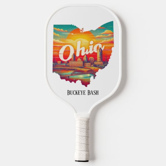 Retro Reiskaart van Ohio State Pickleball Paddle (Achterkant)
