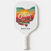 Retro Reiskaart van Ohio State Pickleball Paddle (Voorkant)
