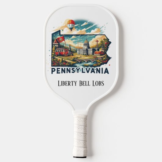 Retro Reiskaart van Pennsylvania State Pickleball Paddle (Achterkant)
