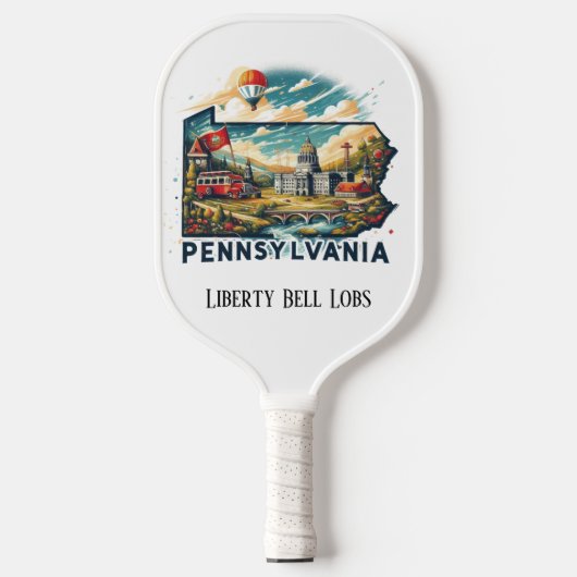 Retro Reiskaart van Pennsylvania State Pickleball Paddle (Voorkant)