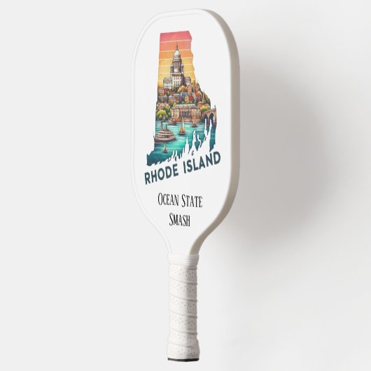 Retro Reiskaart van Rhode Island State Pickleball Paddle (Links)