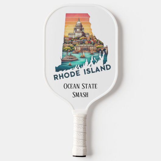 Retro Reiskaart van Rhode Island State Pickleball Paddle (Achterkant)