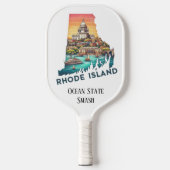 Retro Reiskaart van Rhode Island State Pickleball Paddle (Voorkant)