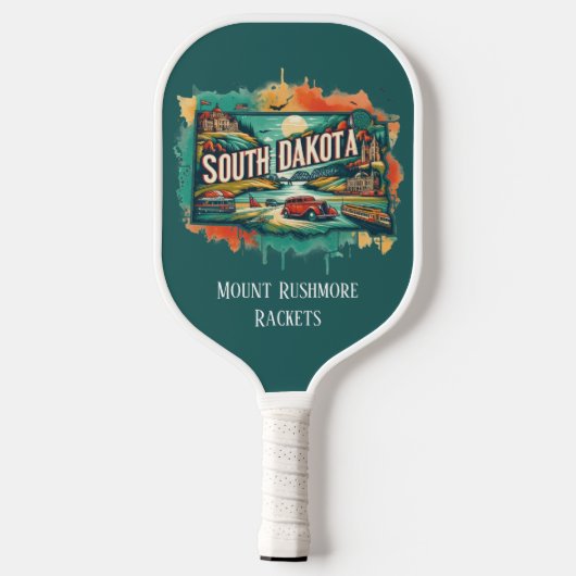Retro Reiskaart van South Dakota State Pickleball Paddle (Achterkant)