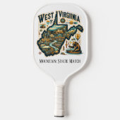 Retro Reiskaart van West Virginia State Pickleball Paddle (Achterkant)