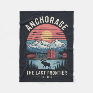 Retro Reisposter Anchorage Alaska Illustratie Fleece Deken