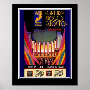 Retro Reisposter Chicago Trein Grote Maat Poster