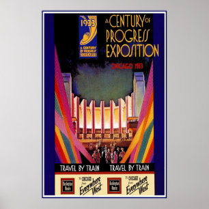 Retro reisposter Chicago Trein Reisposter Poster