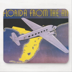 Retro reisposter, Florida vanuit de lucht vliegtui Muismat