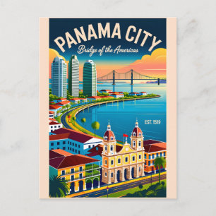 Retro-reisposter Kunst van Panama-Stad Briefkaart