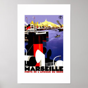 Retro reisposter Marseille Poster