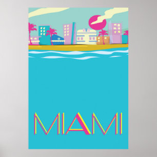 Retro reisposter Miami jaren 80 Poster