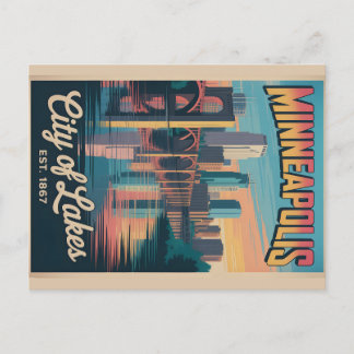 Retro Reisposter Minneapolis Minnesota Briefkaart