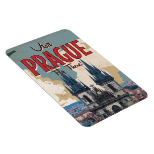Retro reisposter Praag, Tsjechië Magneet