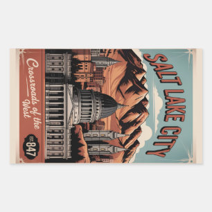 Retro Reisposter Salt Lake City Utah Rechthoekige Sticker