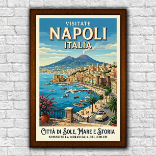 Retro reisposter uit de jaren 60 van Napels, Itali Poster
