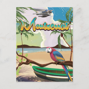 Retro reisposter van het eiland Montserrat Briefkaart