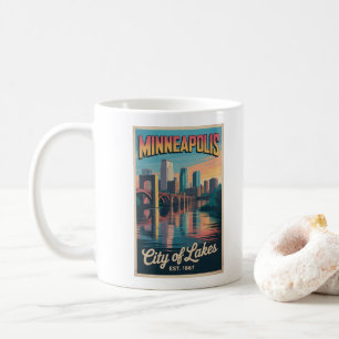 Retro Reisposter van Minneapolis Minnesota Koffiemok