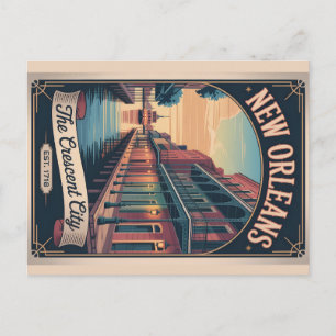 Retro Reisposter van New Orleans Louisiana Feestdagenkaart
