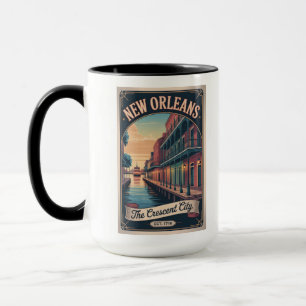 Retro Reisposter van New Orleans Louisiana Mok