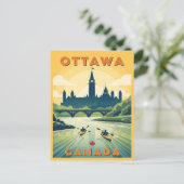 Retro reisposter van Ottawa Canada Briefkaart (Staand voorkant)