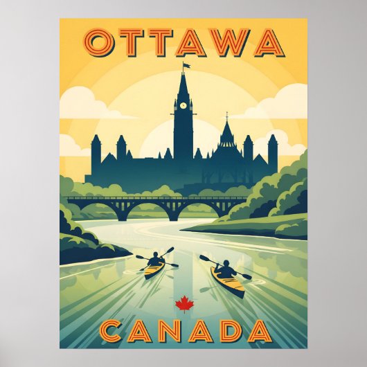 Retro reisposter van Ottawa Canada Poster (Voorkant)