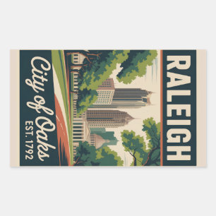 Retro Reisposter van Raleigh North Carolina Rechthoekige Sticker
