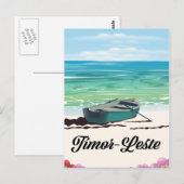 Retro-reisposter van Timor-Leste. Briefkaart (Voorkant / Achterkant)